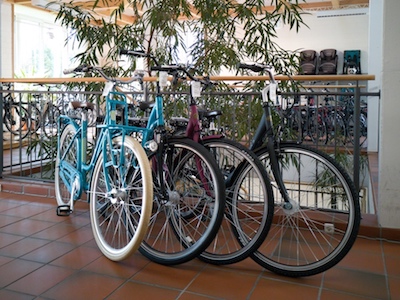 große Auswahl unterschiedlicher Fahrradtypen in der Ausstellung von rad + spiel Grewing in Bersenbrück